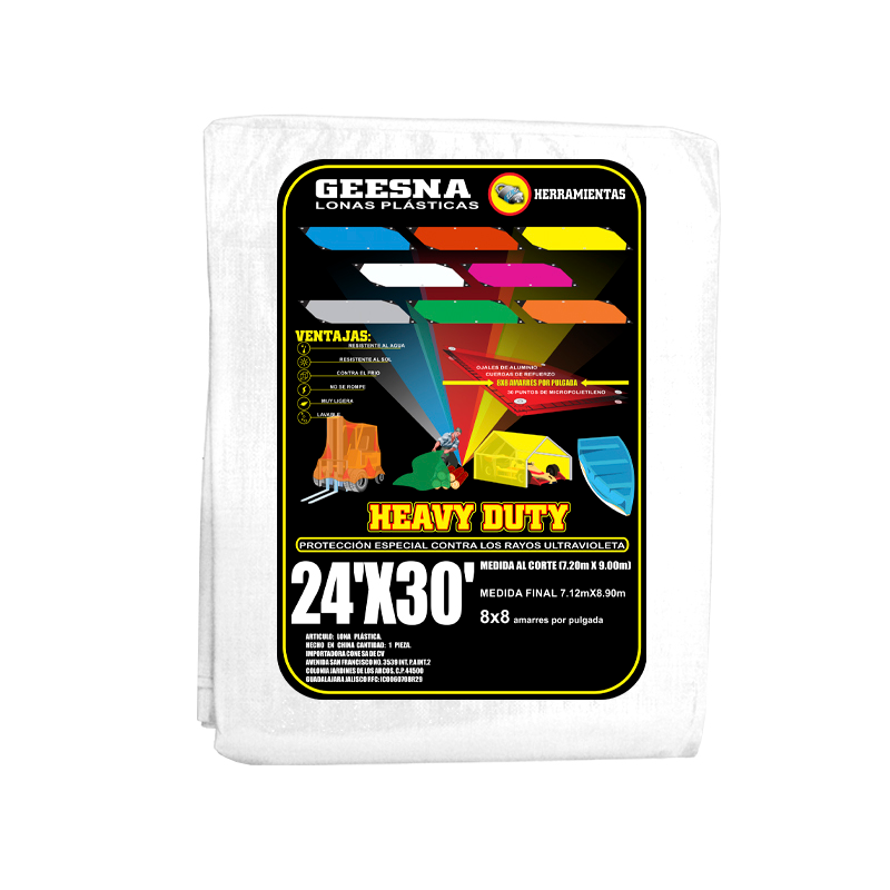 LONA LIGERA BLANCA 24X30 FT 80 G 7.20X9.00 MTS GEESNA | 8050